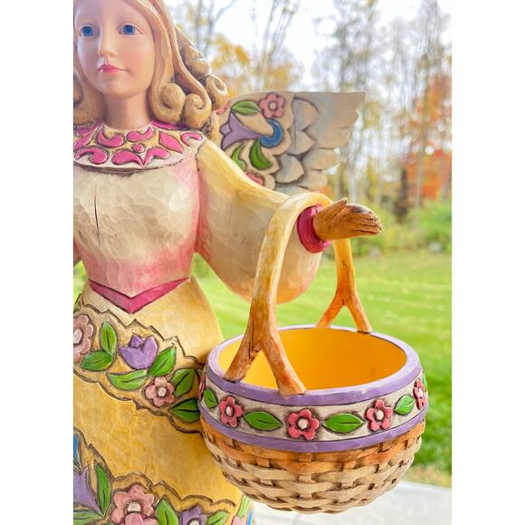 Jim Shore Angel Figurine Basket 21.5” Large Statue Stone Resin Sculpture Vtg '06 - Picture 12 of 16
